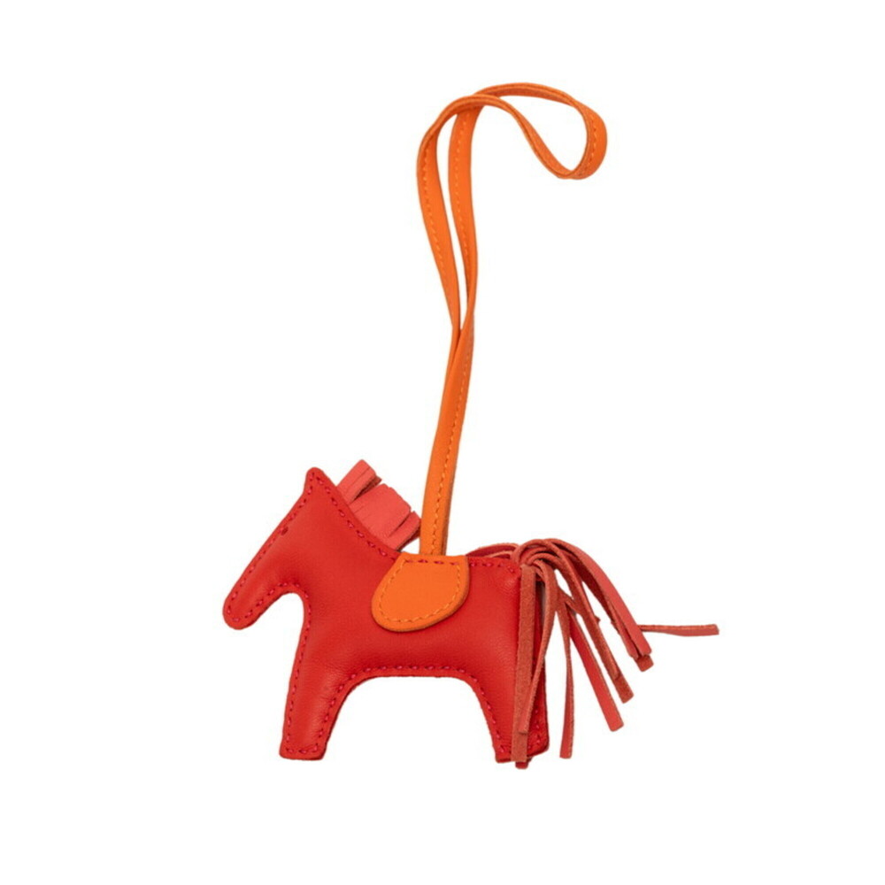 Hermes Rodeo PM Accessory Bag Charm, Rouge Indian Orange/Red, Agneau Milo, Wo...